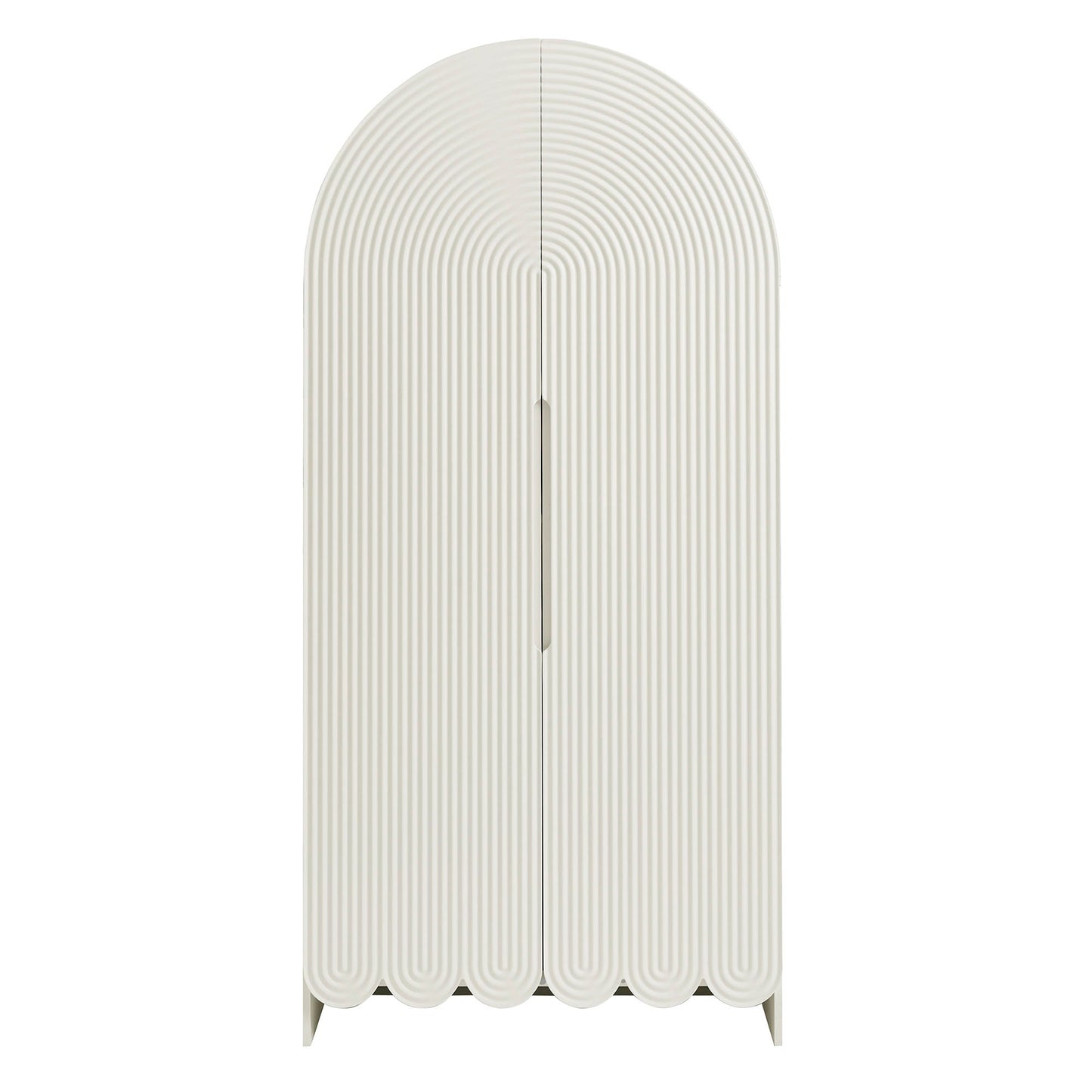Dahlia 78 Inch Fluted and Scalloped Arched Storage Cabinet