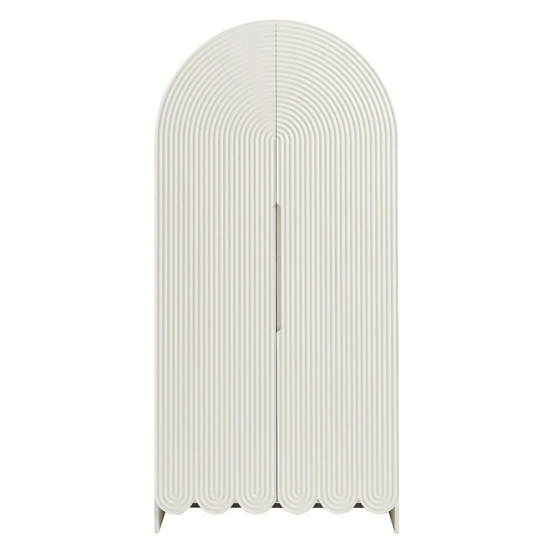 Dahlia 78 Inch Fluted and Scalloped Arched Storage Cabinet