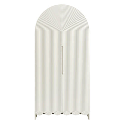 Dahlia 78 Inch Fluted and Scalloped Arched Storage Cabinet