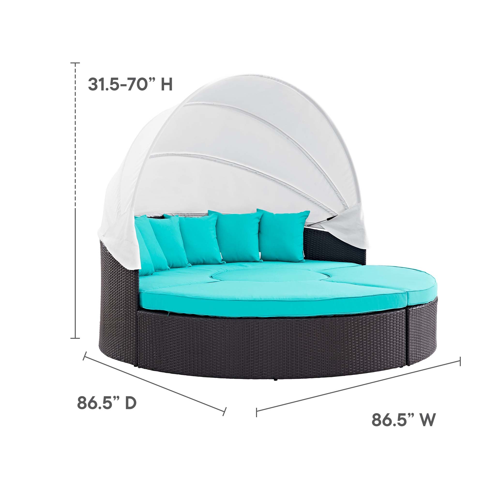 Quest Outdoor Patio Wicker Rattan Canopy Sectional Daybed