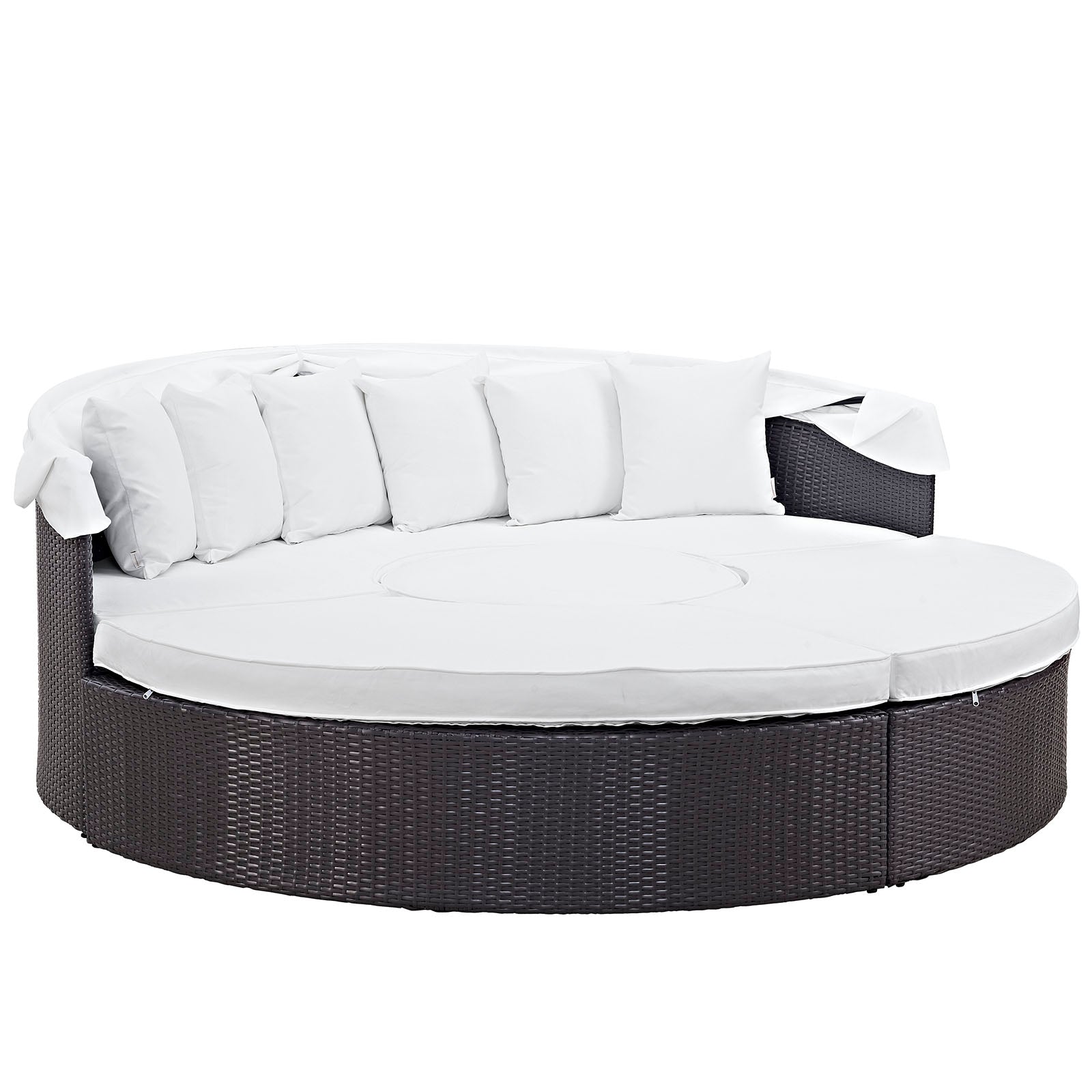 Quest Outdoor Patio Wicker Rattan Canopy Sectional Daybed