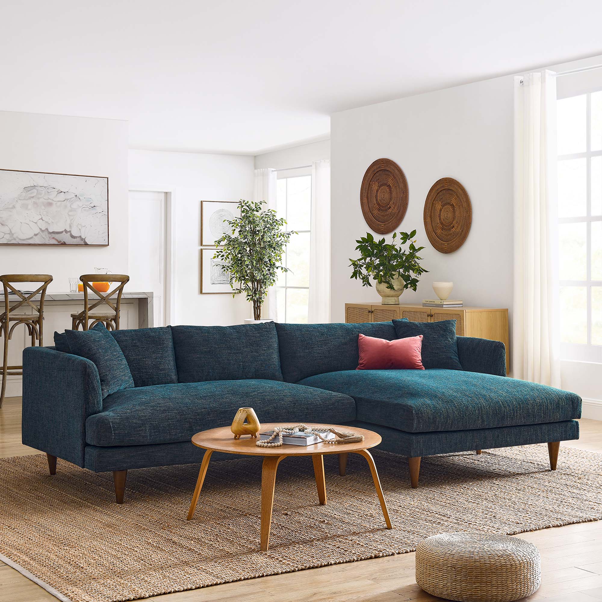 Zoya Right-Facing Down Filled Overstuffed Sectional Sofa