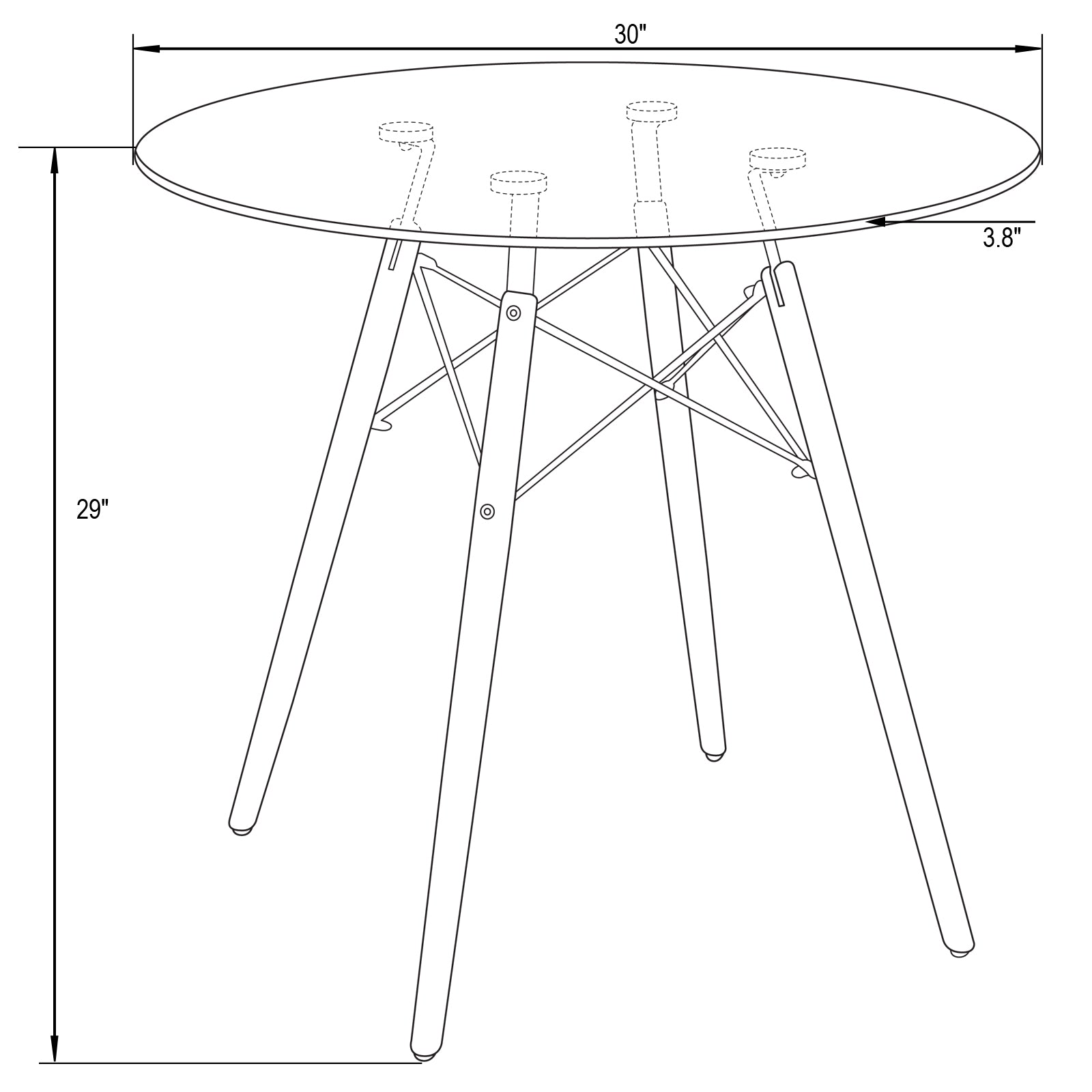 Avery Round Bistro Glass Top Dining Table