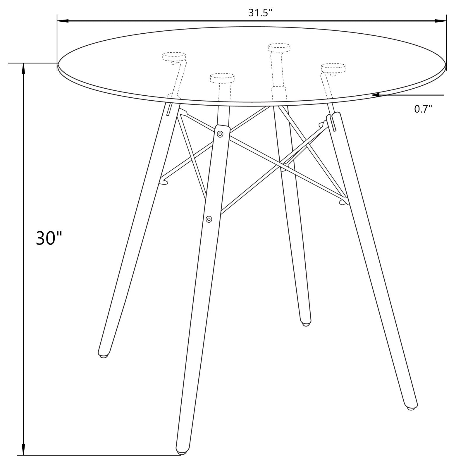 Avery Round Bistro Wood Top Dining Table