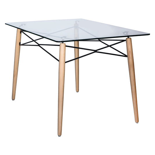 Avery 4Ft Rectangle Glass Top Dining Table