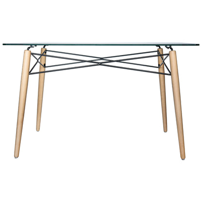 Avery 4Ft Rectangle Glass Top Dining Table