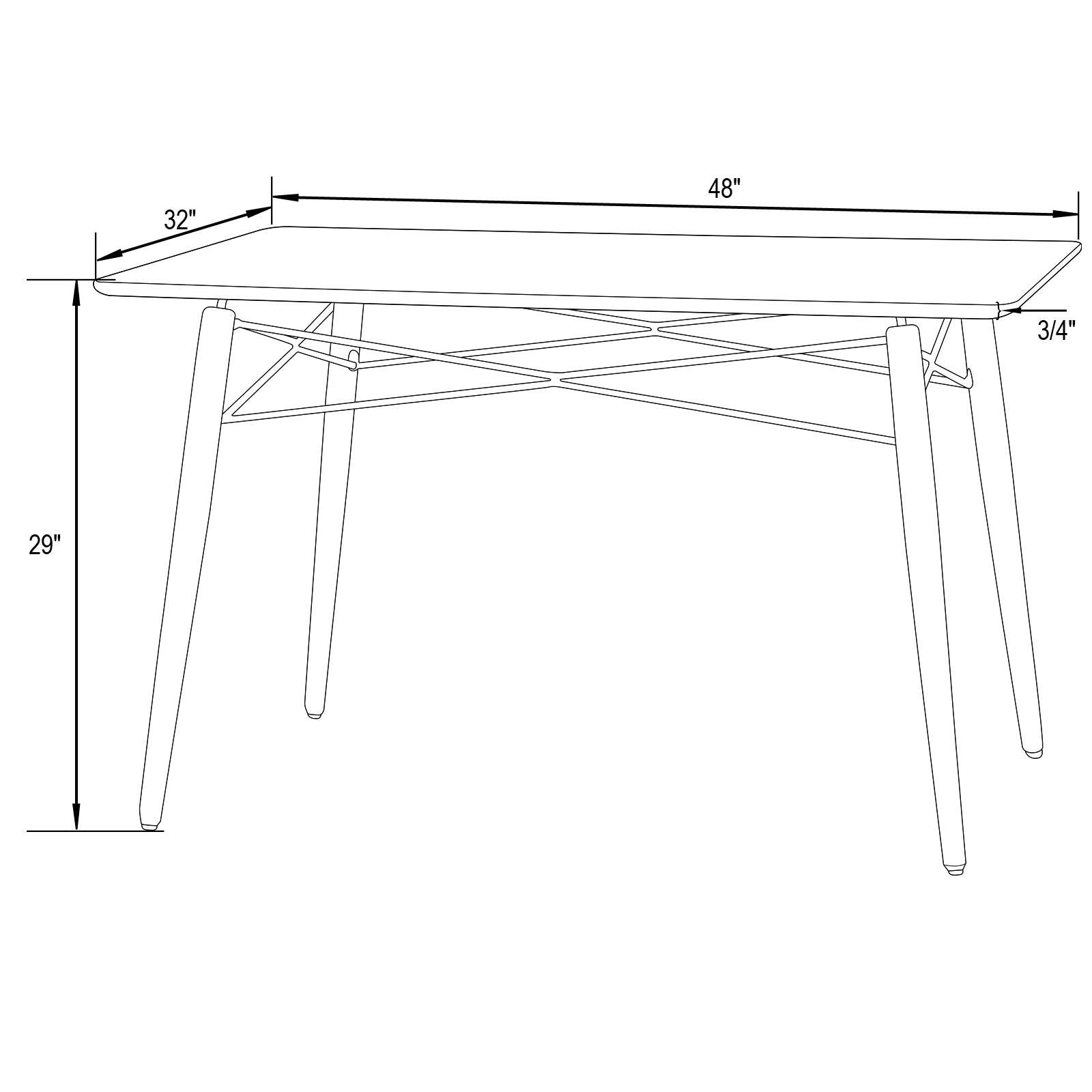 Avery 4Ft Rectangle Glass Top Dining Table