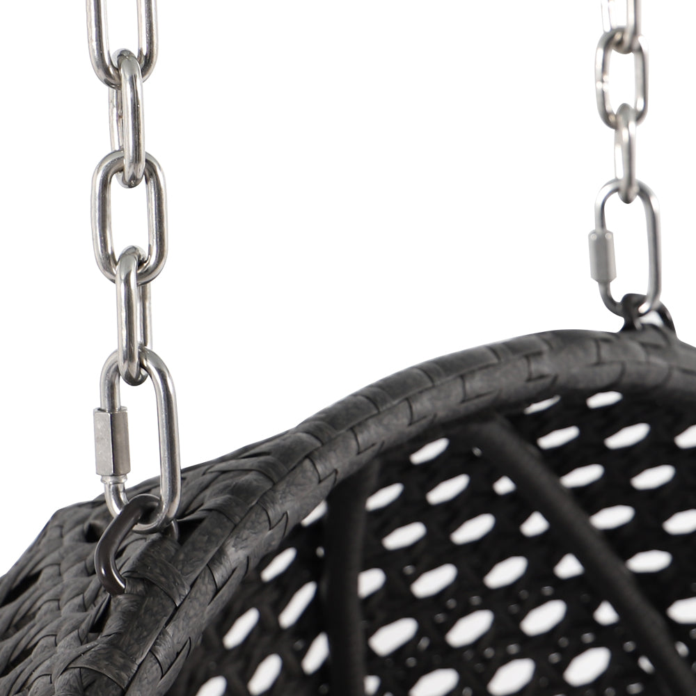 Charcoal Wicker Hanging 2 person Egg Swing Chair