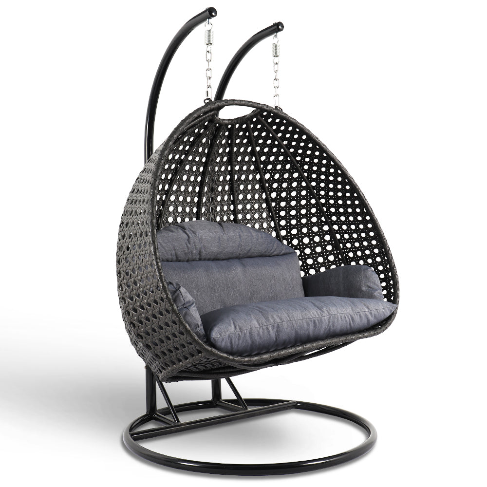 Charcoal Wicker Hanging 2 person Egg Swing Chair