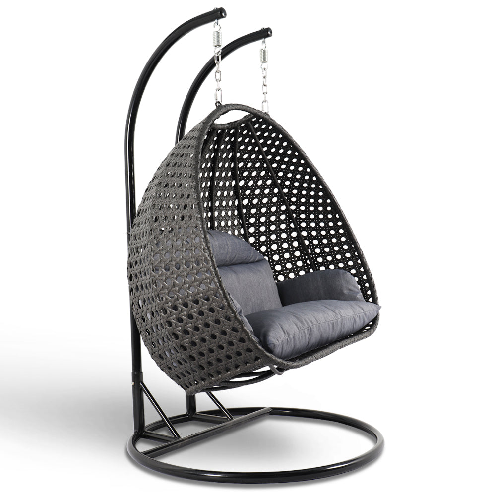 Charcoal Wicker Hanging 2 person Egg Swing Chair