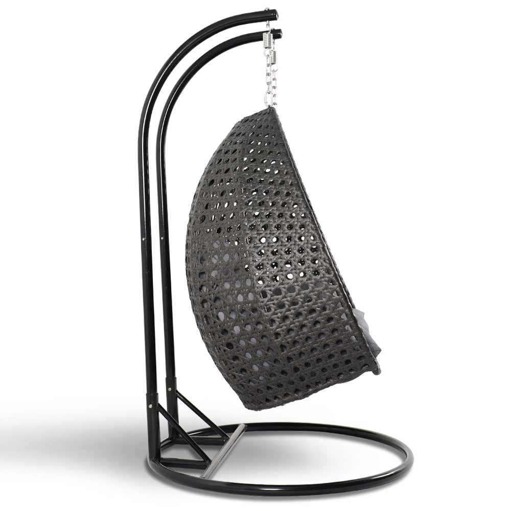 Charcoal Wicker Hanging 2 person Egg Swing Chair