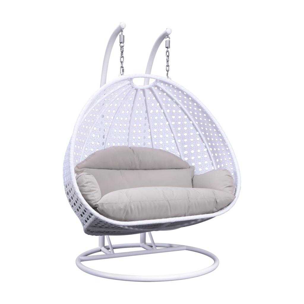 White Wicker Hanging 2 person Egg Swing Chair