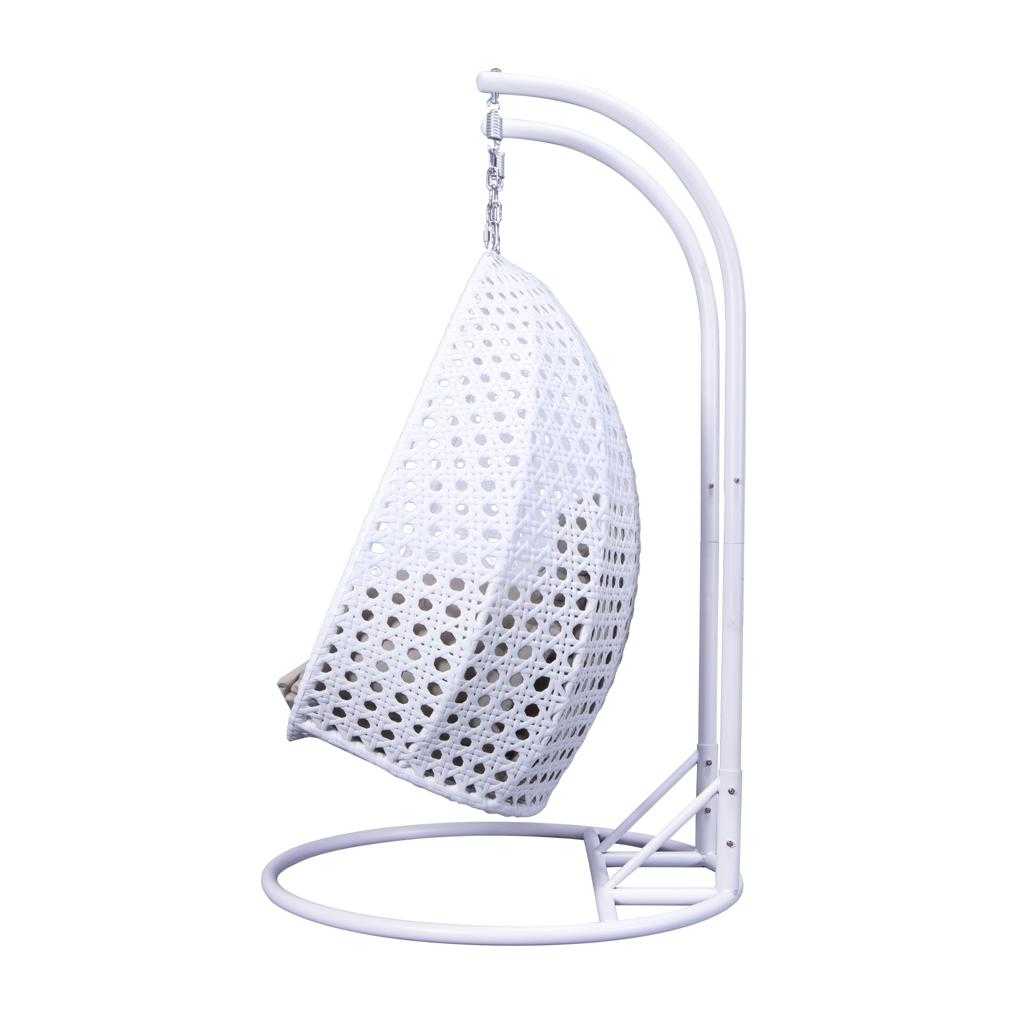 White Wicker Hanging 2 person Egg Swing Chair