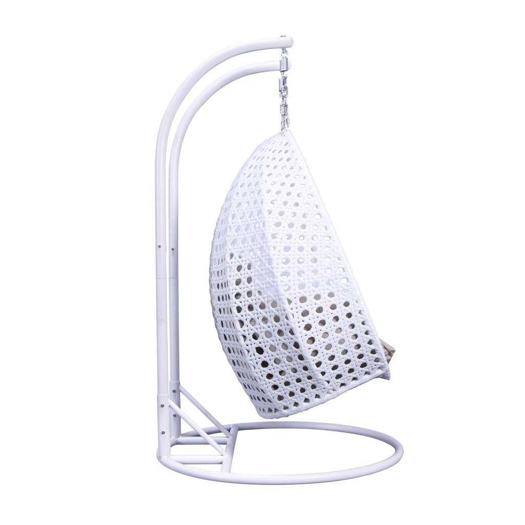 White Wicker Hanging 2 person Egg Swing Chair