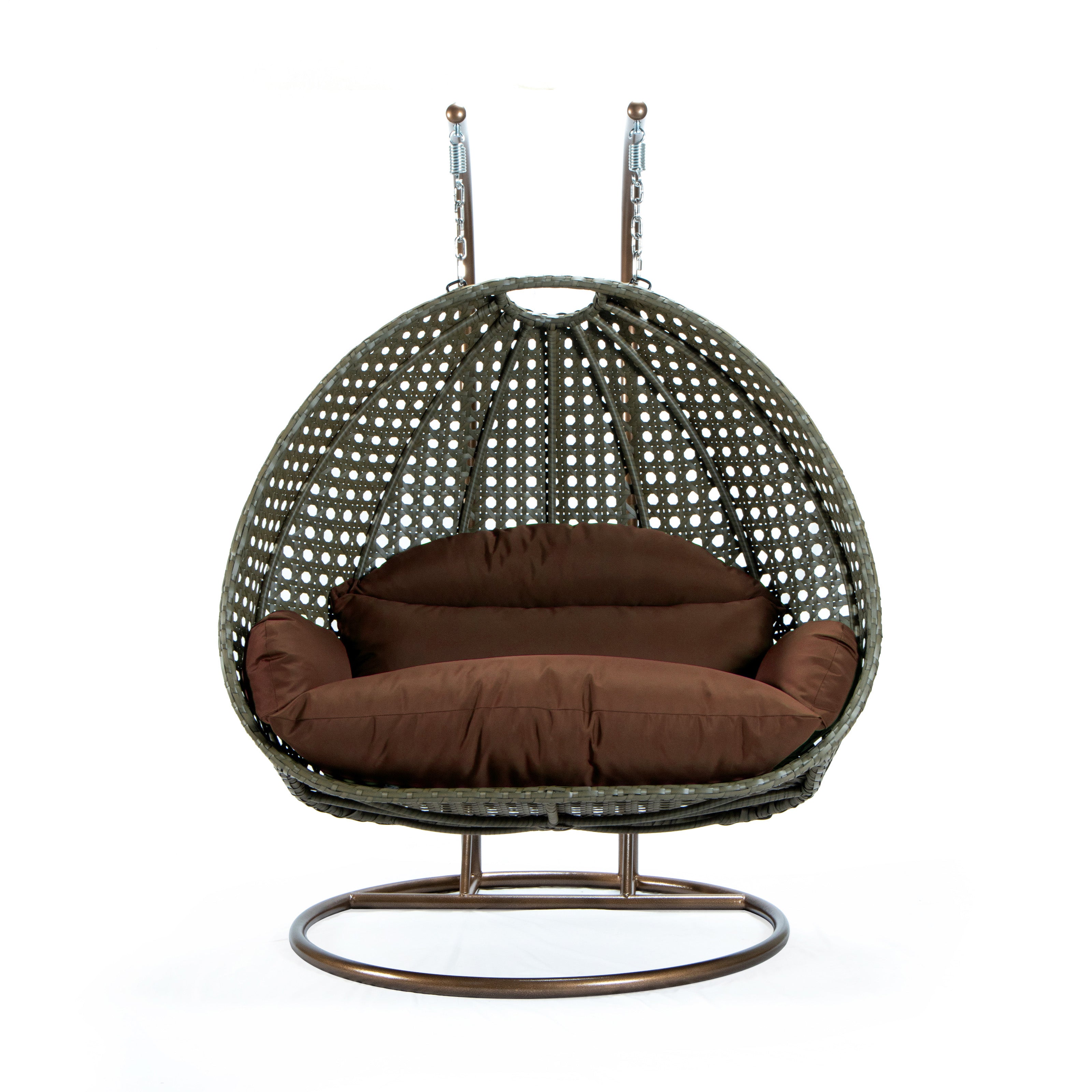 Beige Wicker Hanging 2 person Egg Swing Chair