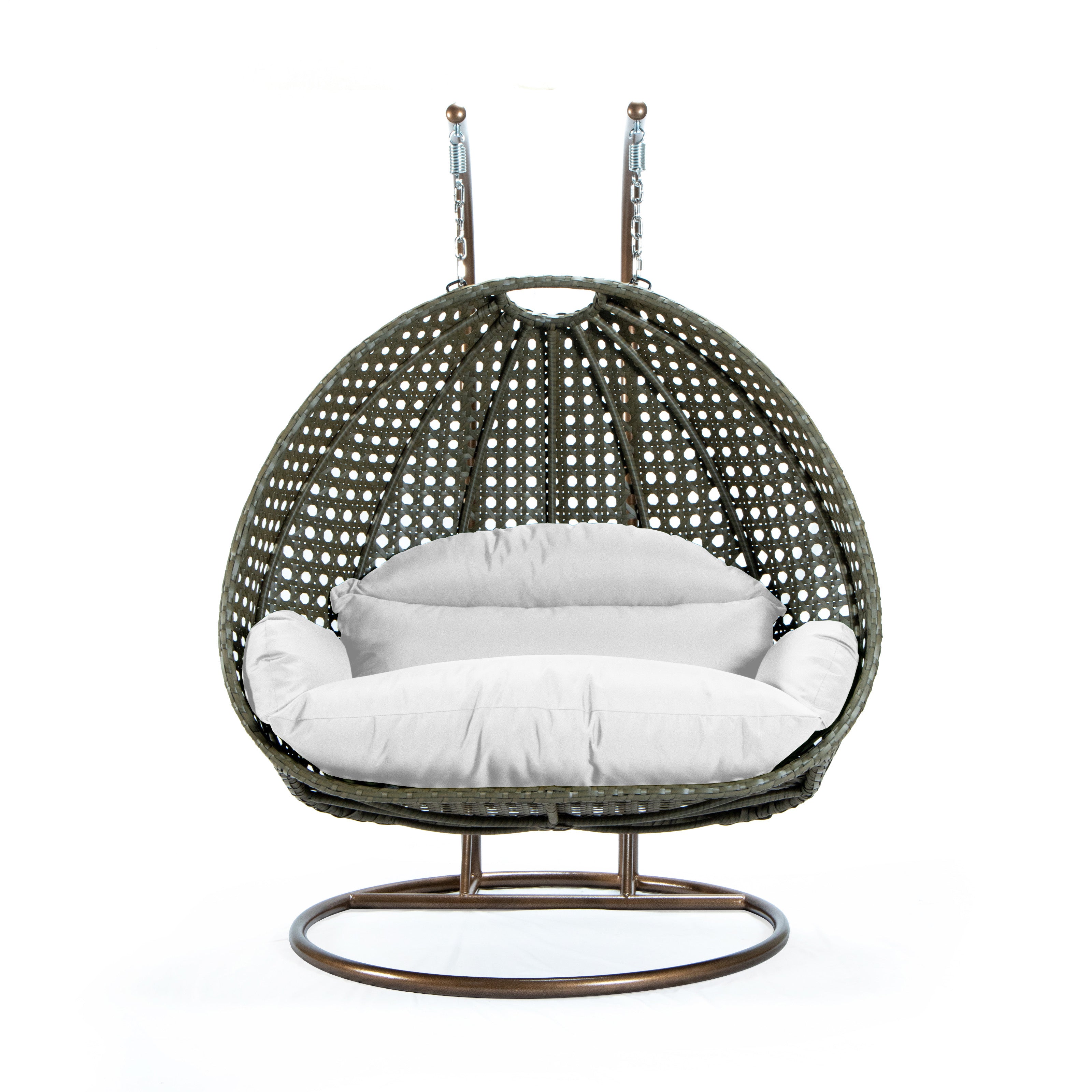 Beige Wicker Hanging 2 person Egg Swing Chair