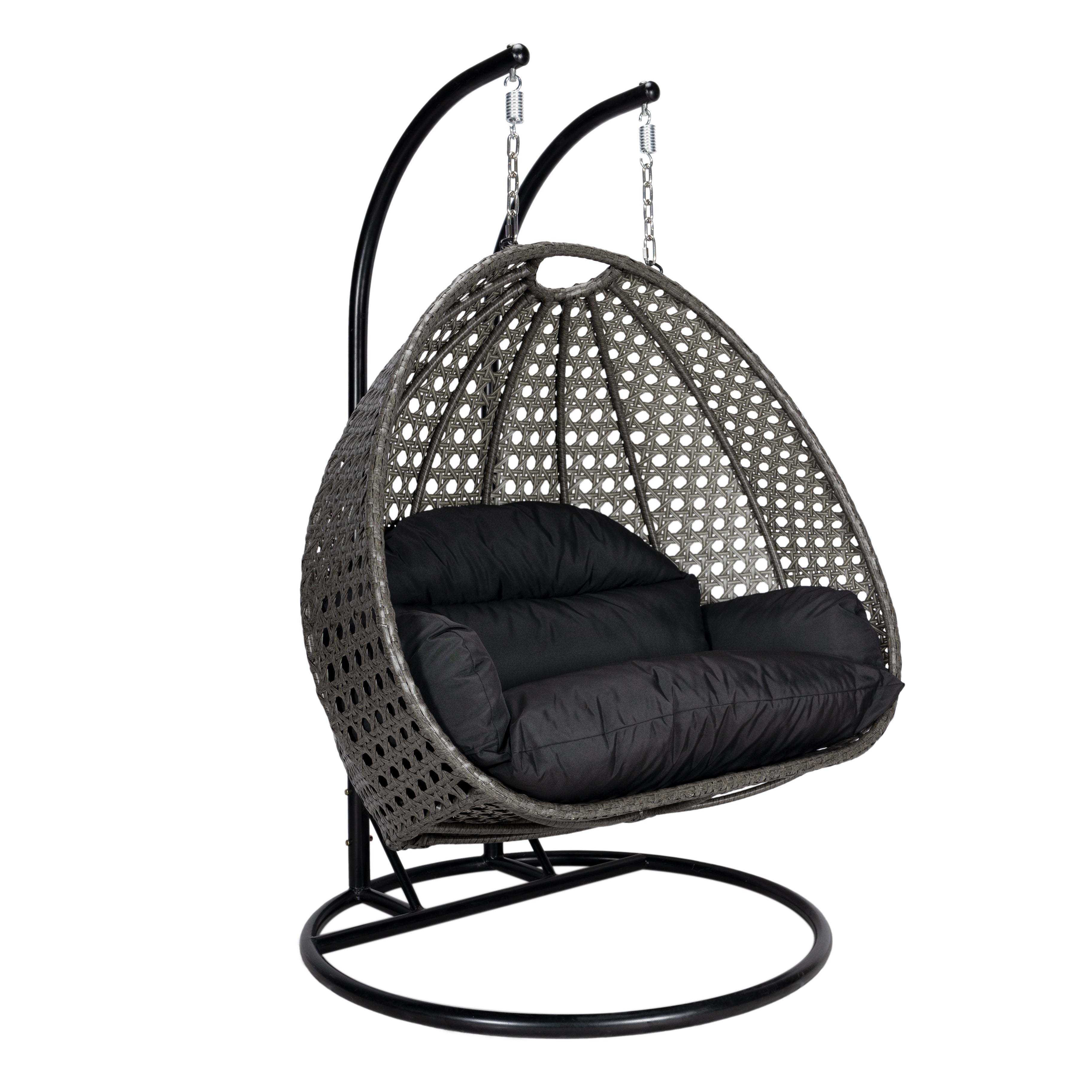 Charcoal Wicker Hanging 2 person Egg Swing Chair