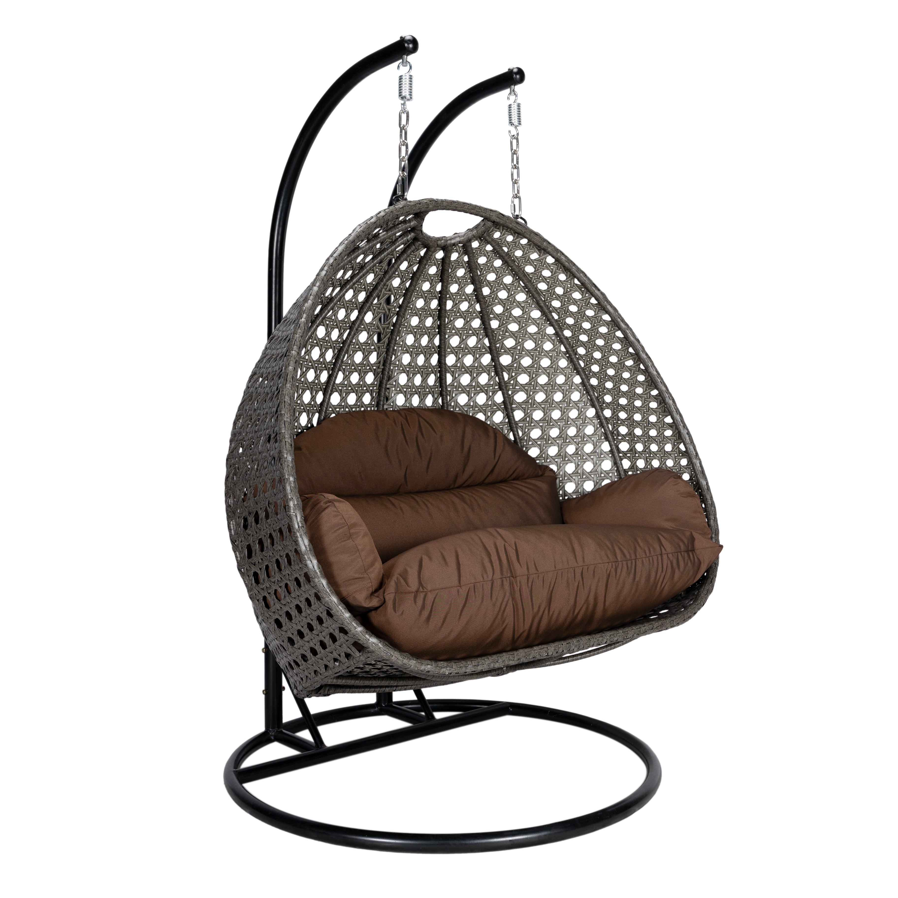 Charcoal Wicker Hanging 2 person Egg Swing Chair