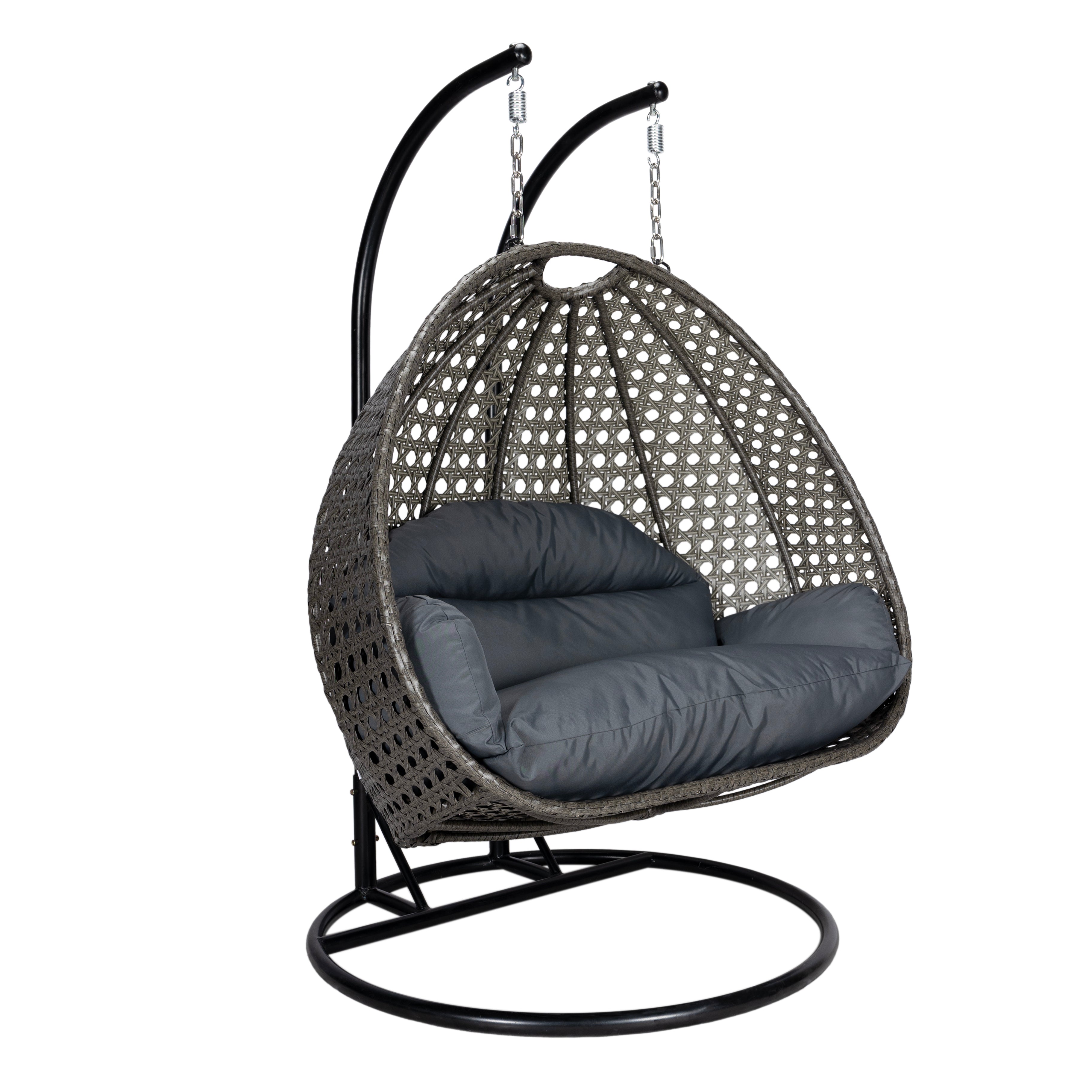 Charcoal Wicker Hanging 2 person Egg Swing Chair