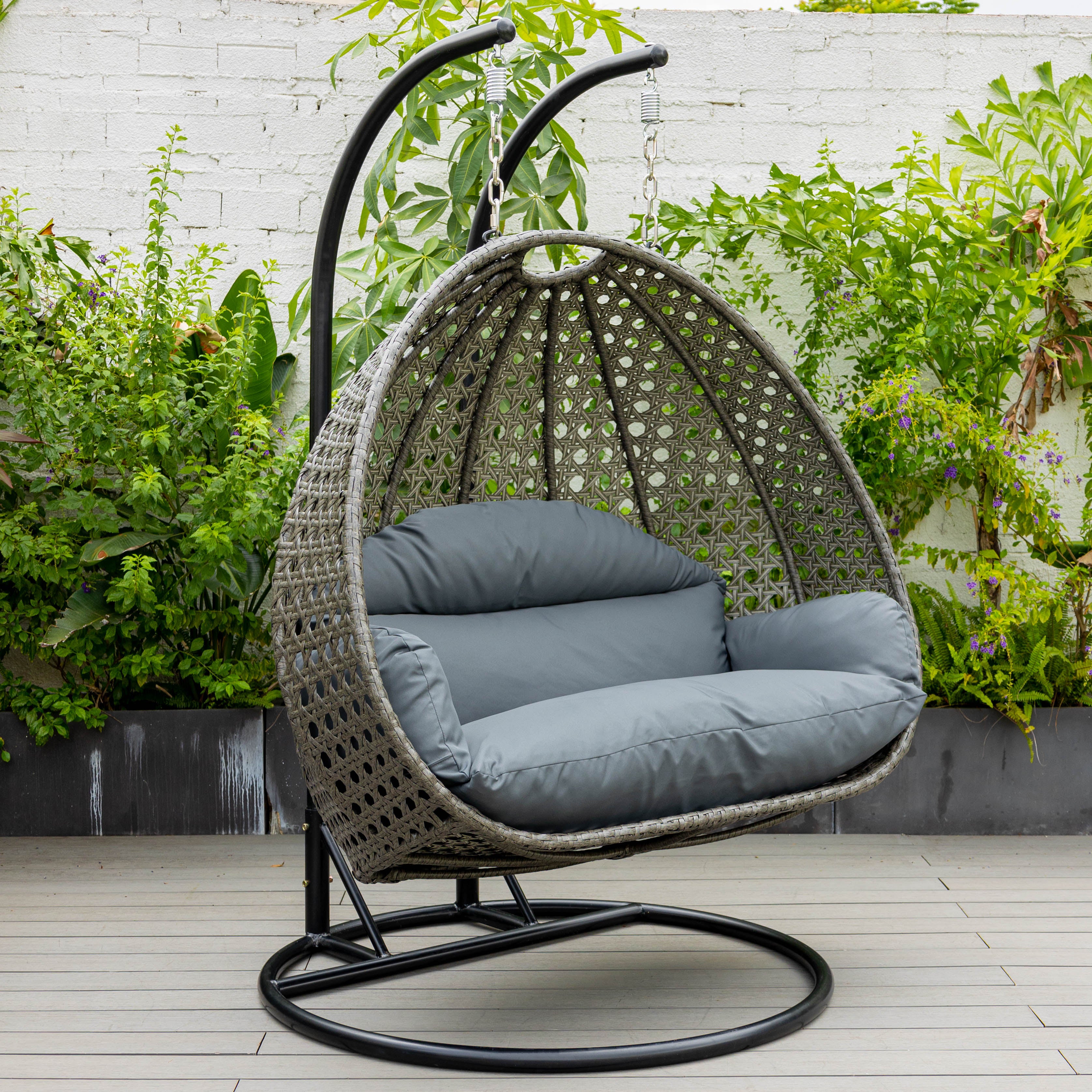 Charcoal Wicker Hanging 2 person Egg Swing Chair