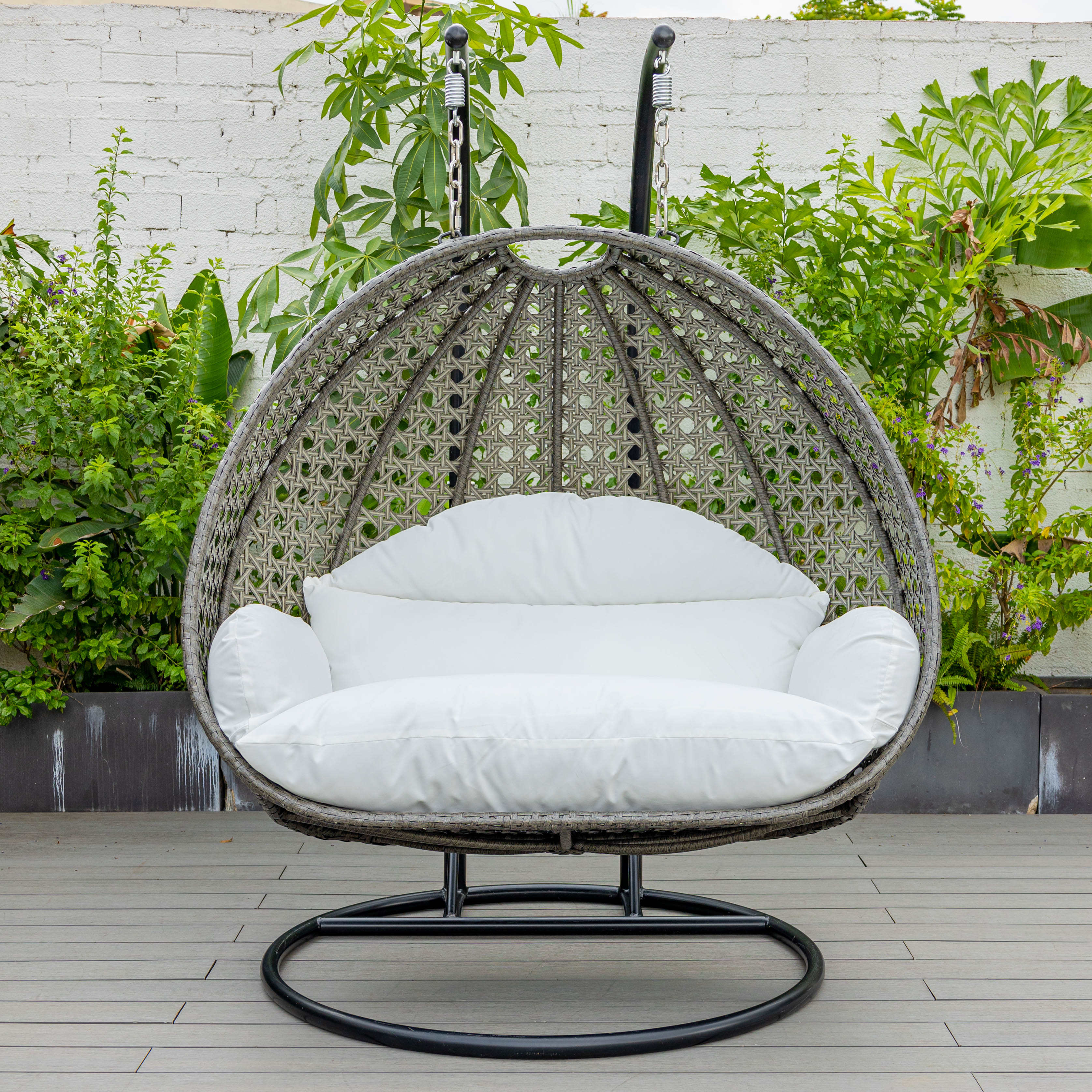 Charcoal Wicker Hanging 2 person Egg Swing Chair