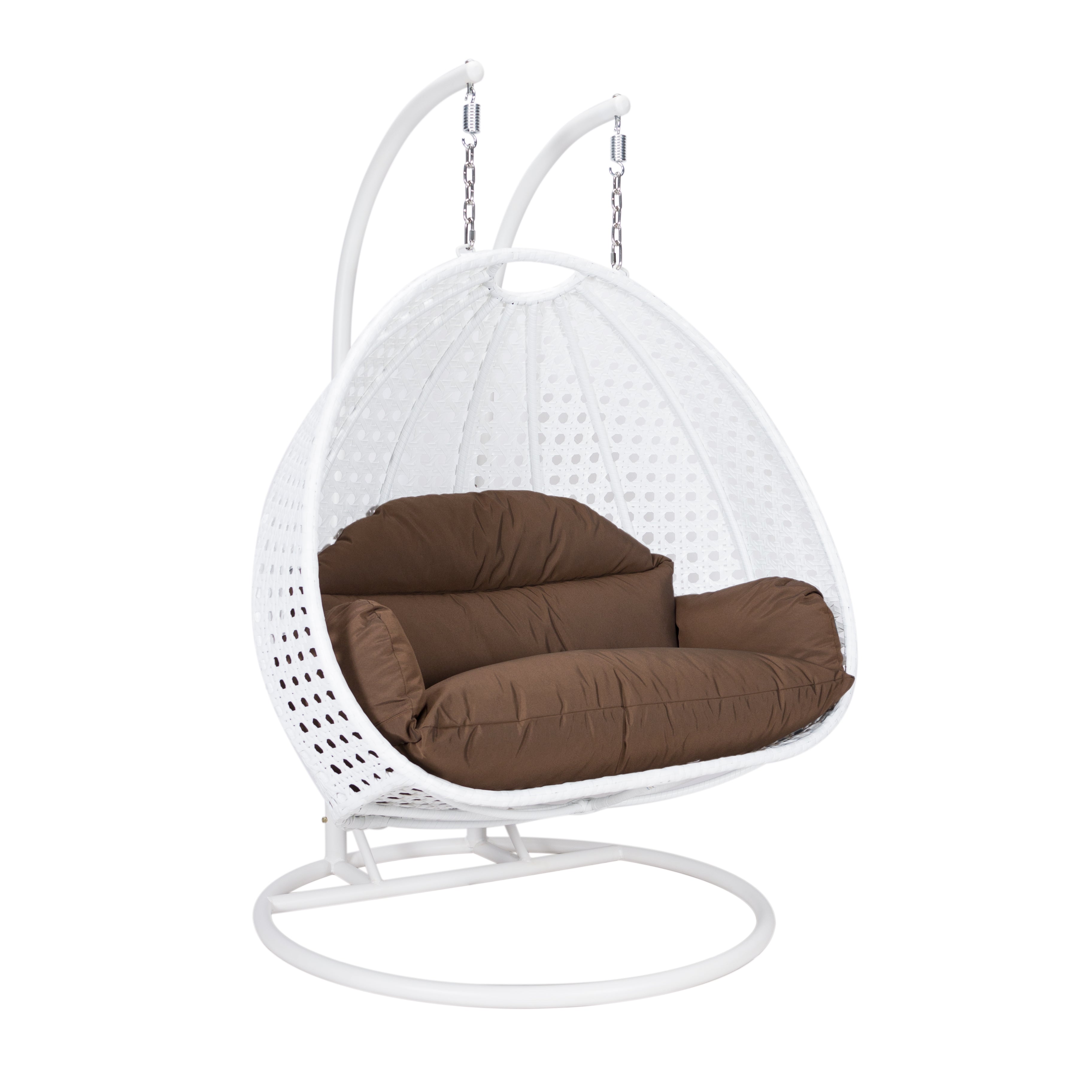 White Wicker Hanging 2 person Egg Swing Chair