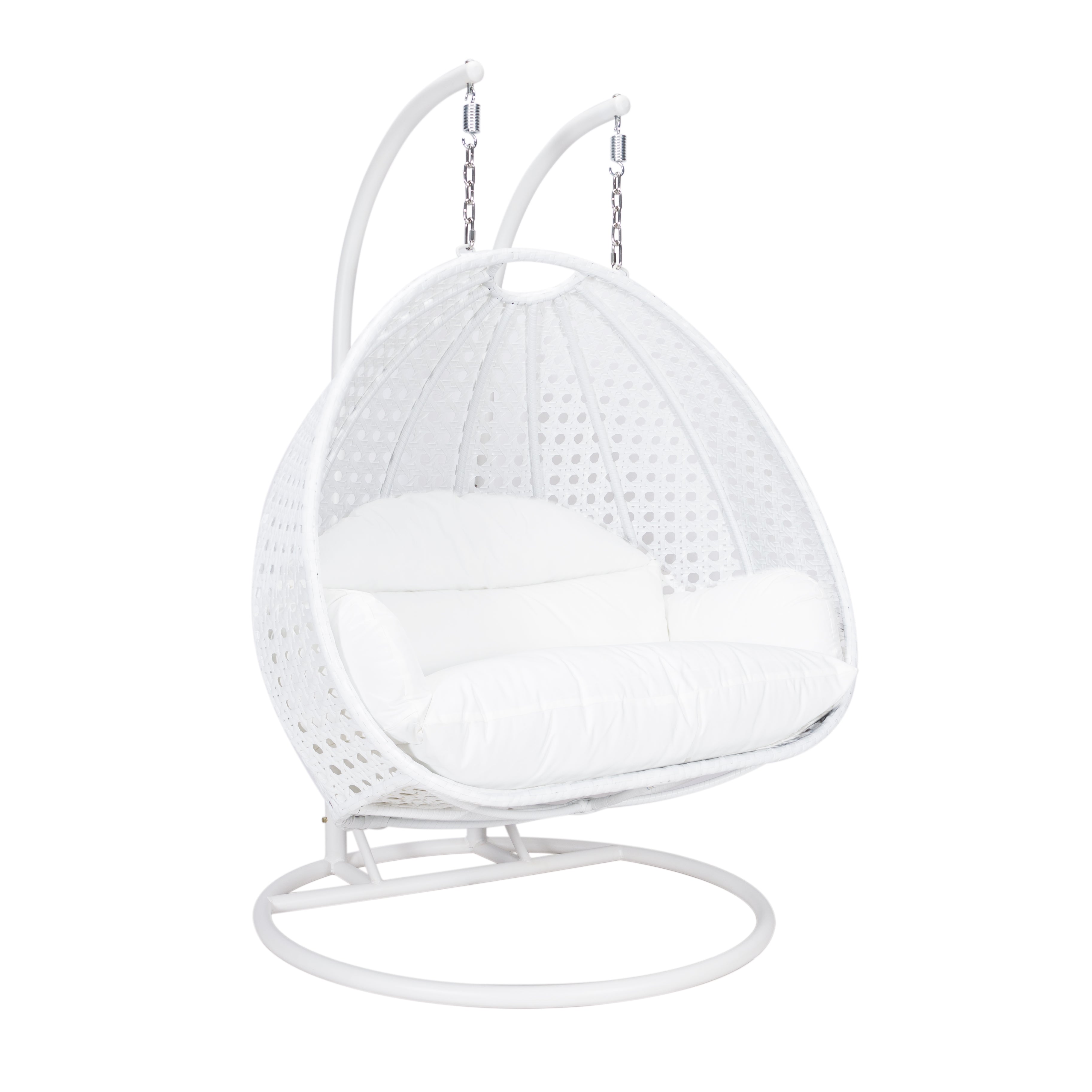 White Wicker Hanging 2 person Egg Swing Chair