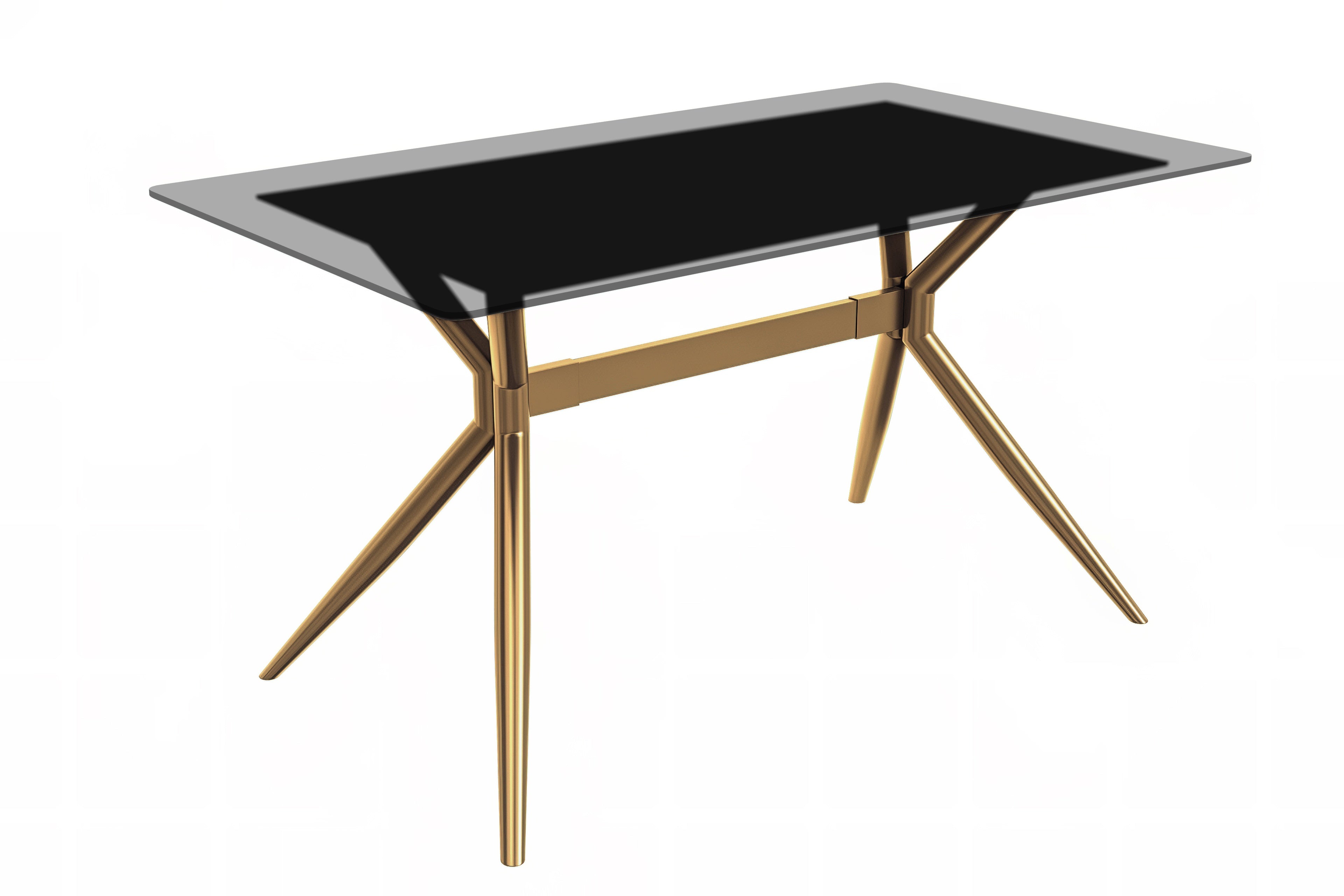 Elega Series Gold Stainless Steel Dining Table 62" With Clear Glass Top