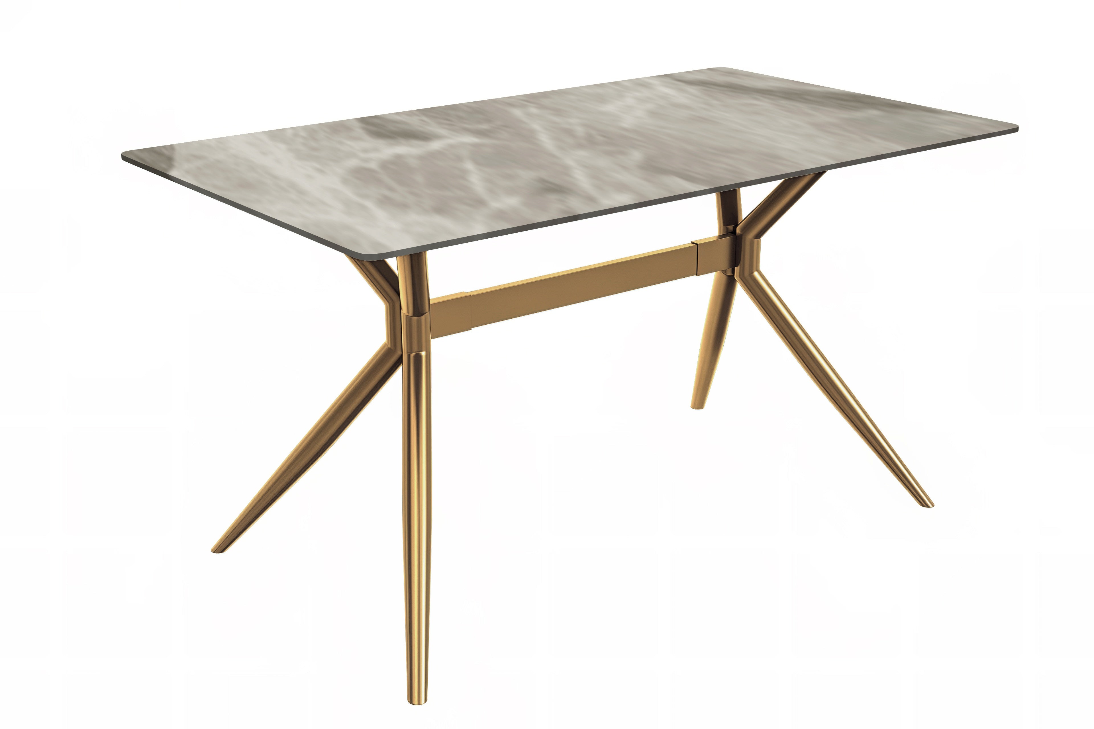 Elega Series Gold Stainless Steel Dining Table 62" With Deep Grey Sintered Stone Top