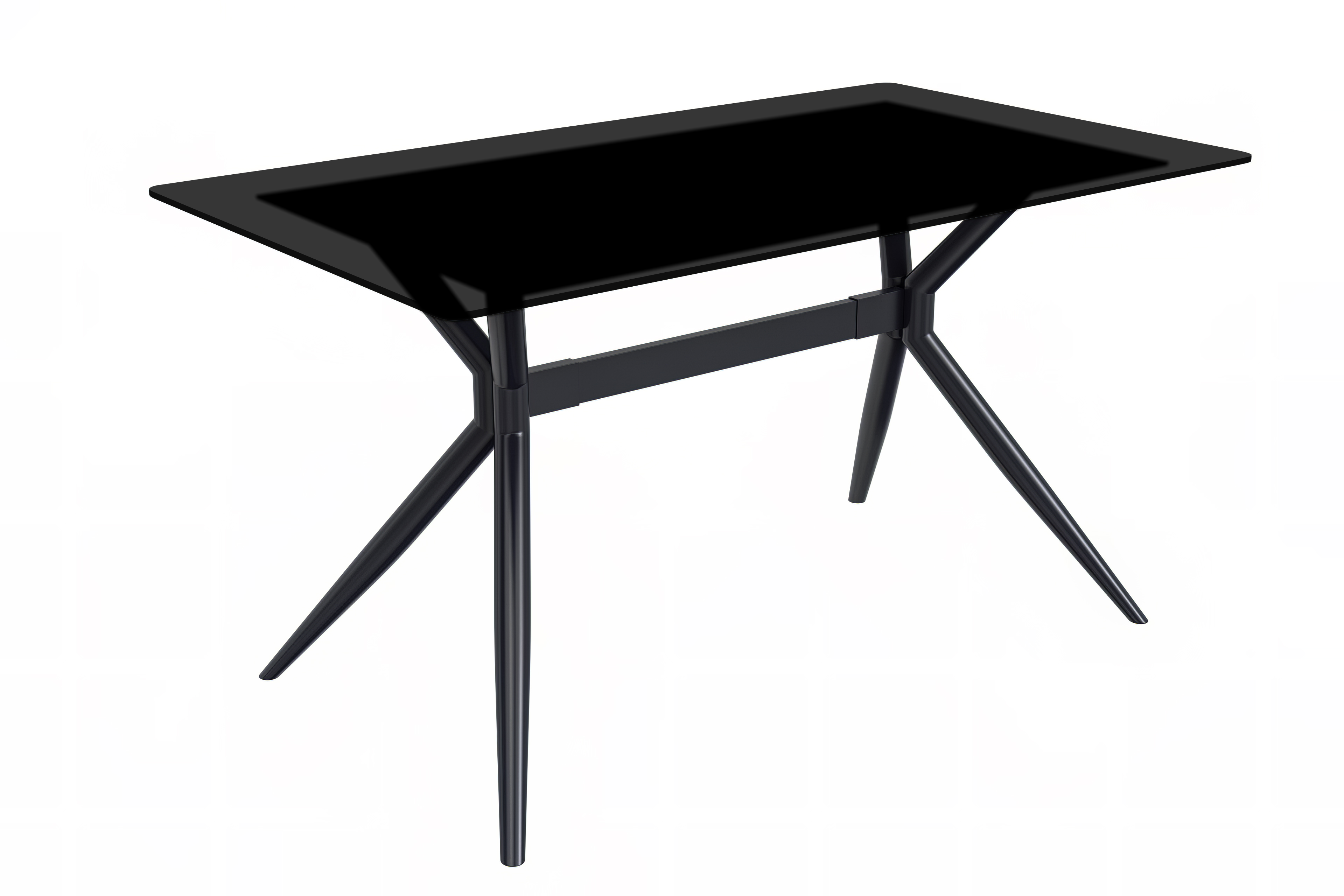 Elega Series Black Stainless Steel Dining Table 55 With Black Glass Top