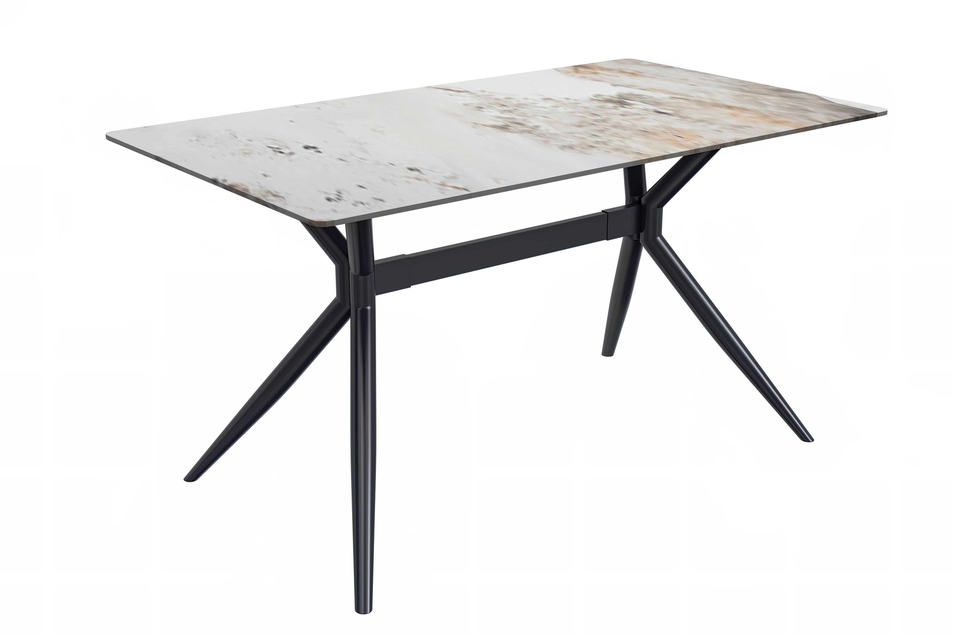 Elega Series Black Stainless Steel Dining Table 55 With White Grey Sintered Stone Top