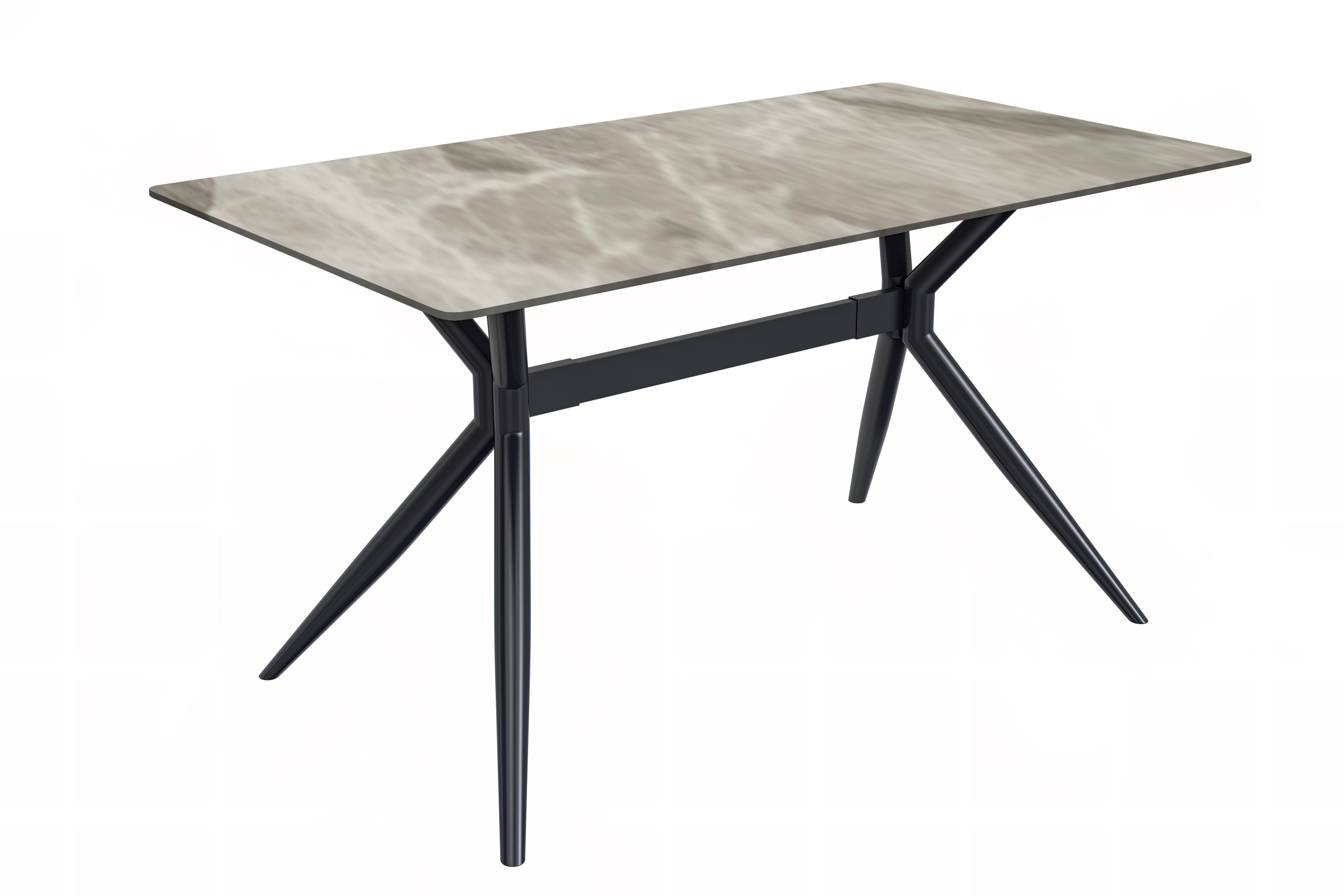 Elega Series Black Stainless Steel Dining Table 55 With Deep Grey Sintered Stone Top