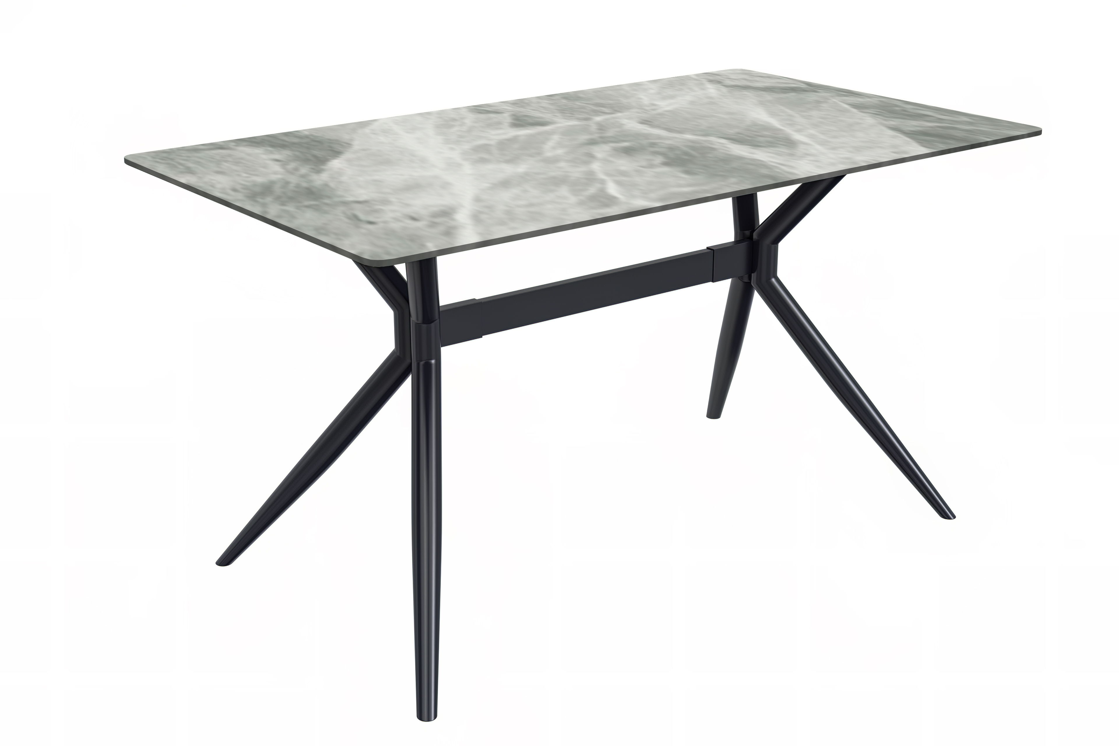 Elega Series Black Stainless Steel Dining Table 55 With Light Grey Sintered Stone Top