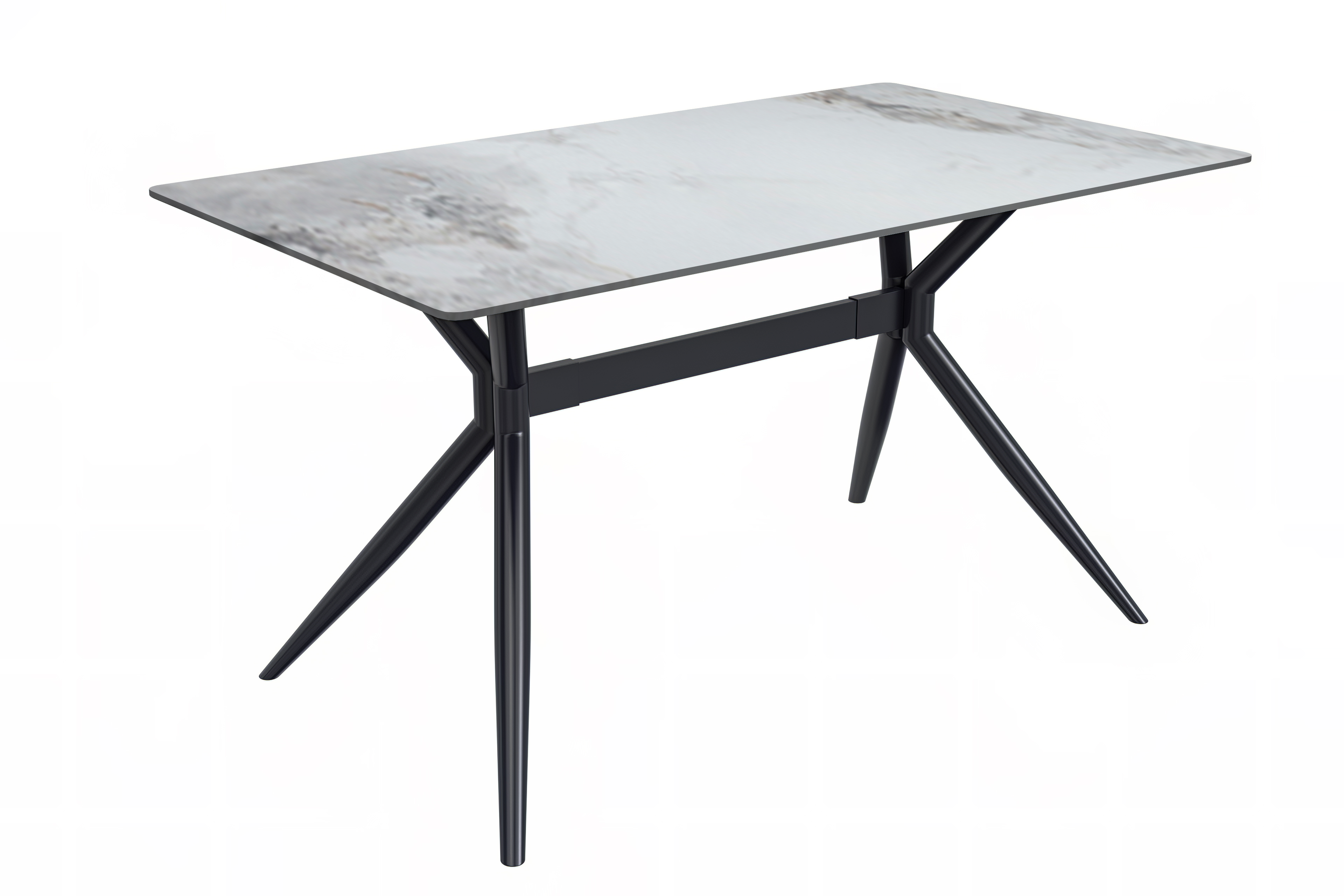 Elega Series Black Stainless Steel Dining Table 55 With Medium Grey Sintered Stone Top