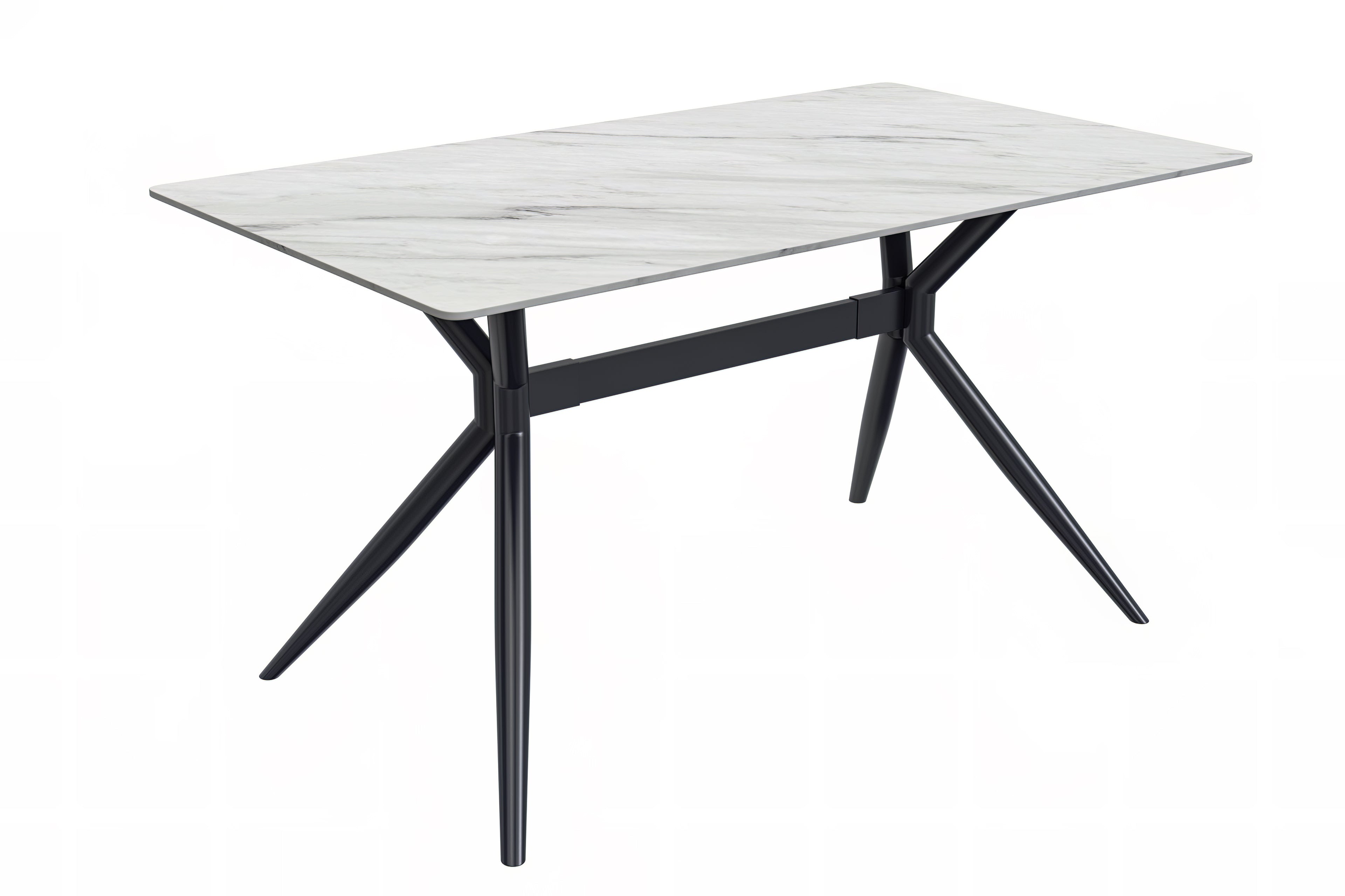 Elega Series Black Stainless Steel Dining Table 55 With White Sintered Stone Top