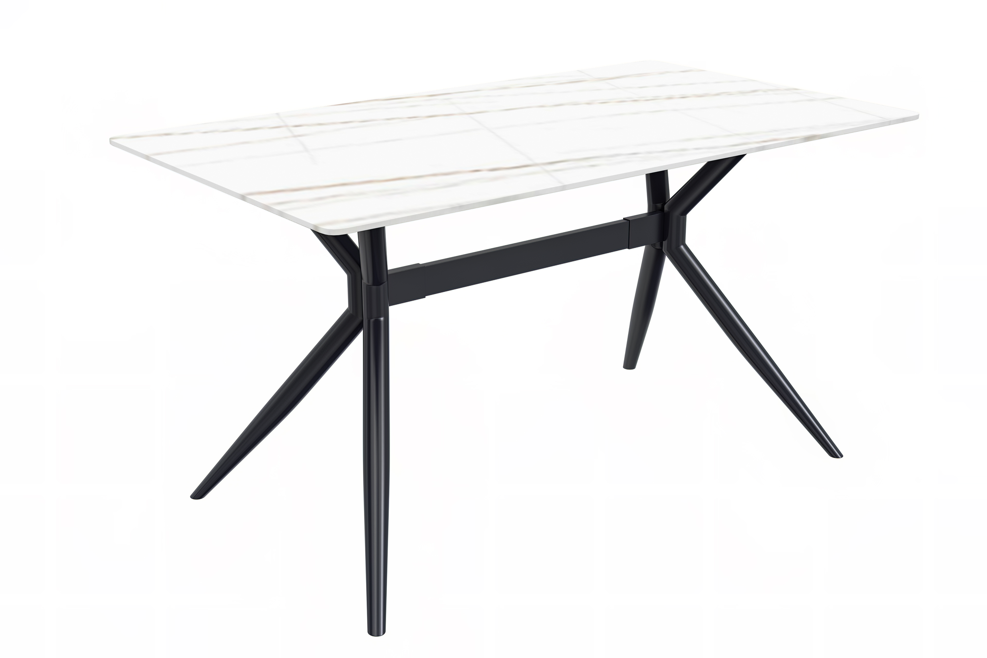 Elega Series Black Stainless Steel Dining Table 55 With White/Gold Sintered Stone Top