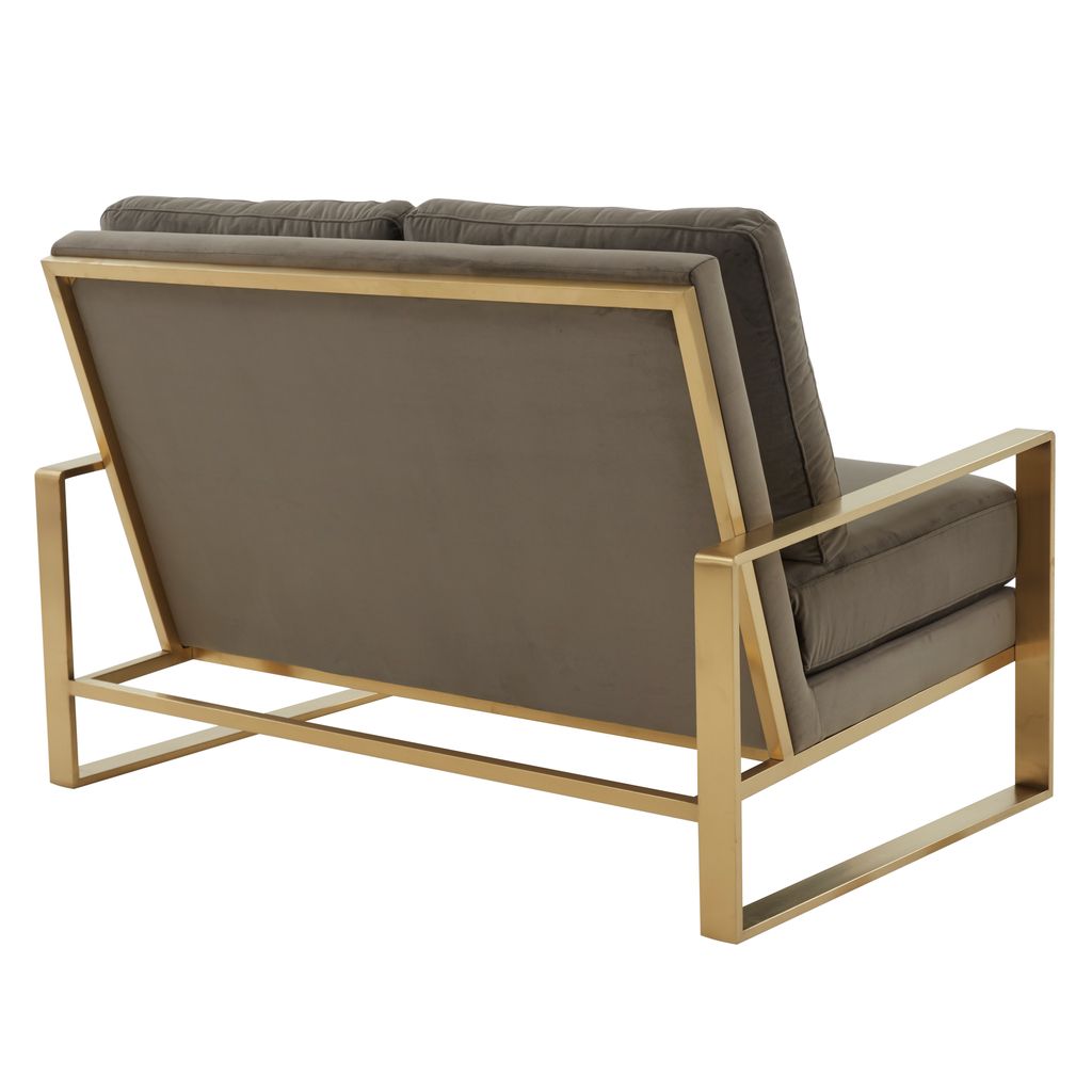 Emil Velvet Loveseat - Gold Frame