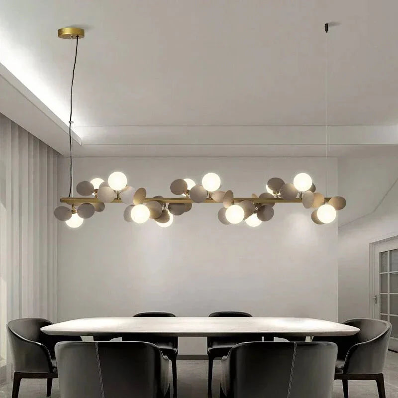 Eli Glass Globes Linear Chandelier For Dining Room