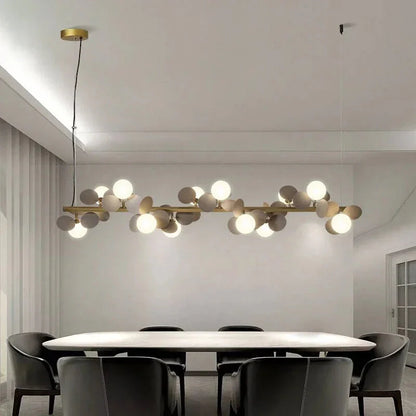 Eli Glass Globes Linear Chandelier For Dining Room