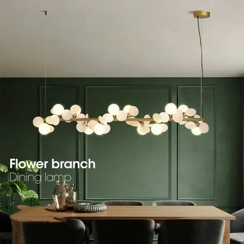 Eli Glass Globes Linear Chandelier For Dining Room
