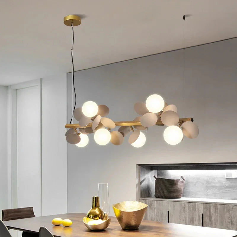 Eli Glass Globes Linear Chandelier For Dining Room