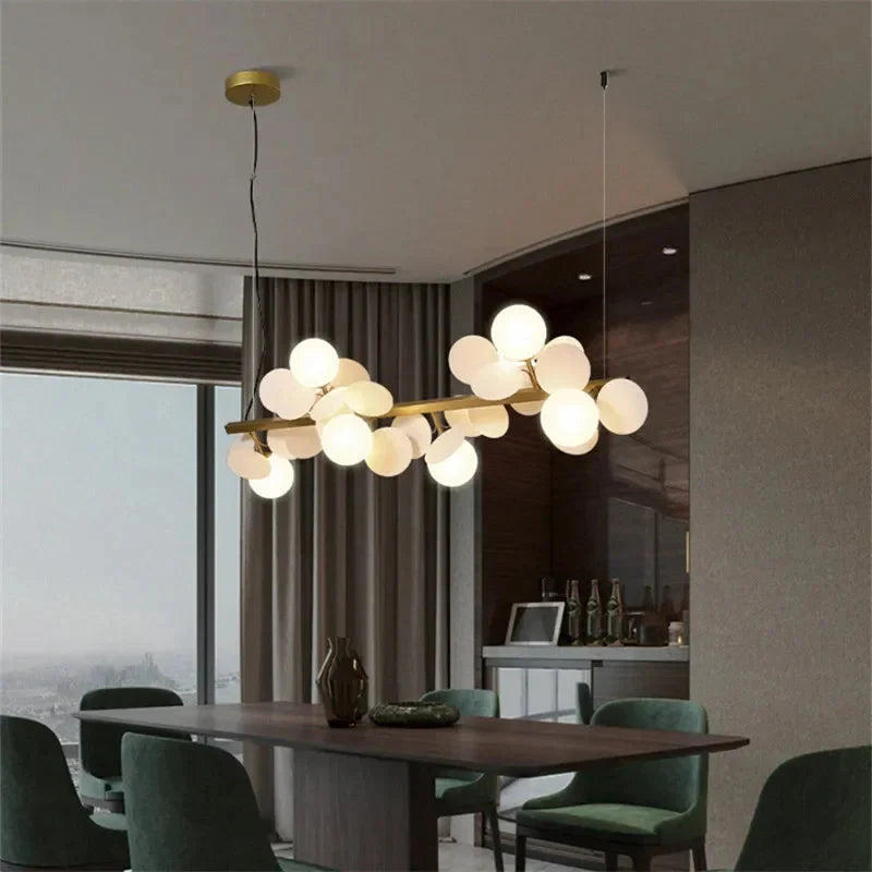 Eli Glass Globes Linear Chandelier For Dining Room