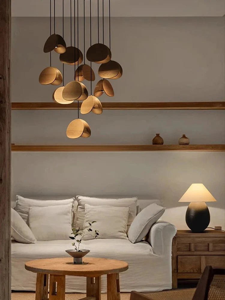Elor Contemporary Wood Multi Light Pendant
