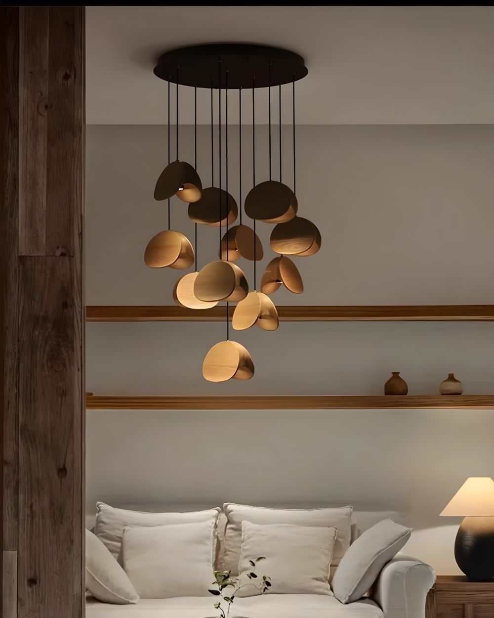 Elor Contemporary Wood Multi Light Pendant