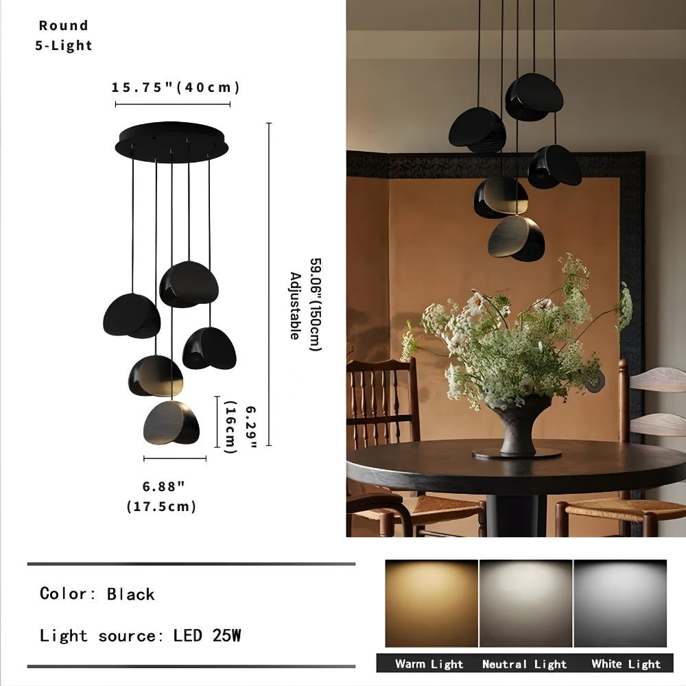 Elor Contemporary Wood Multi Light Pendant