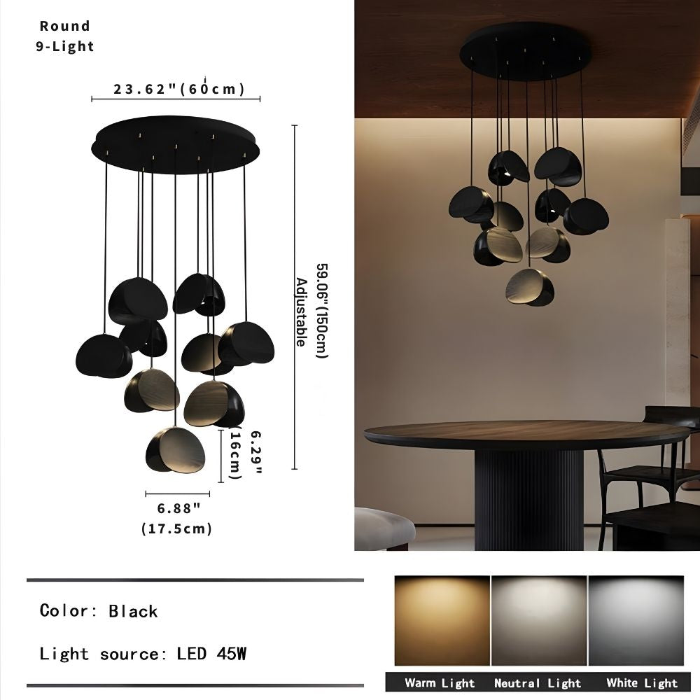 Elor Contemporary Wood Multi Light Pendant