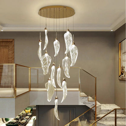 Elyorn Leaves Design High Ceiling Foyer Chandelier