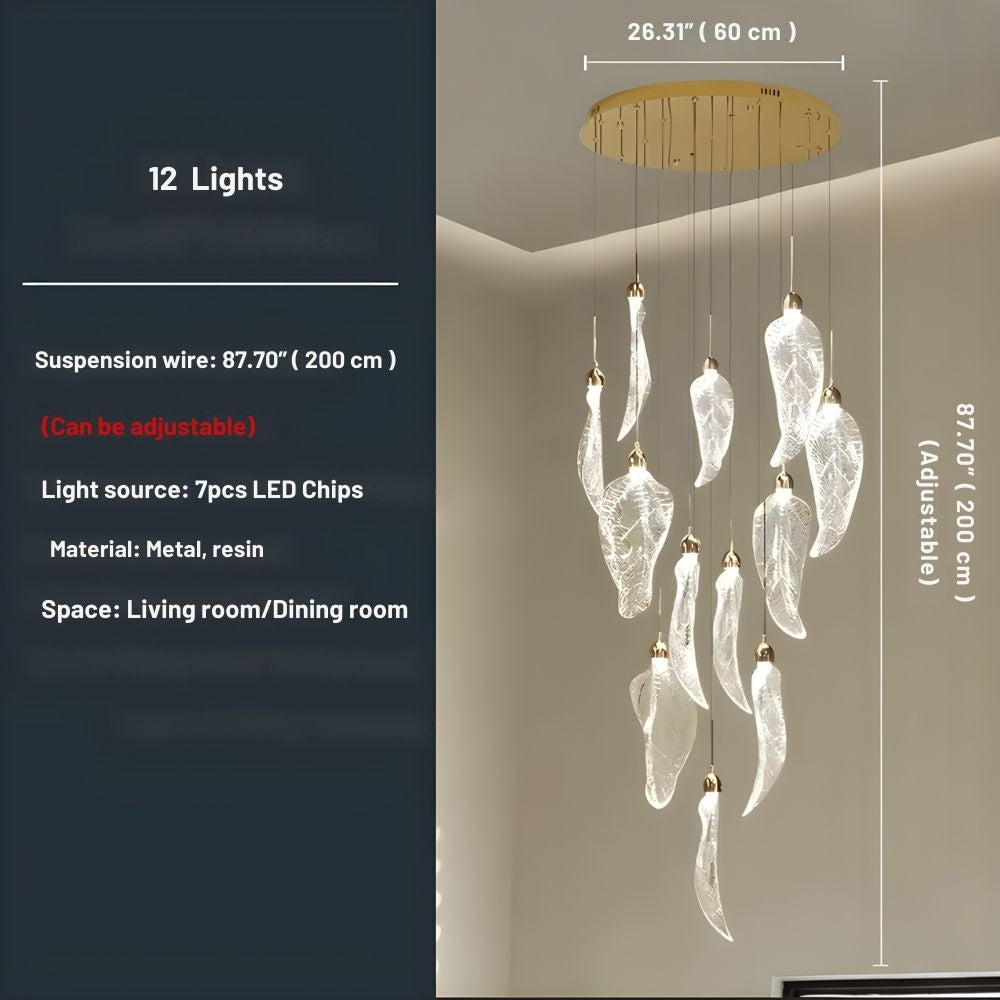 Modern Leaves Design High Ceiling Foyer Chandelier