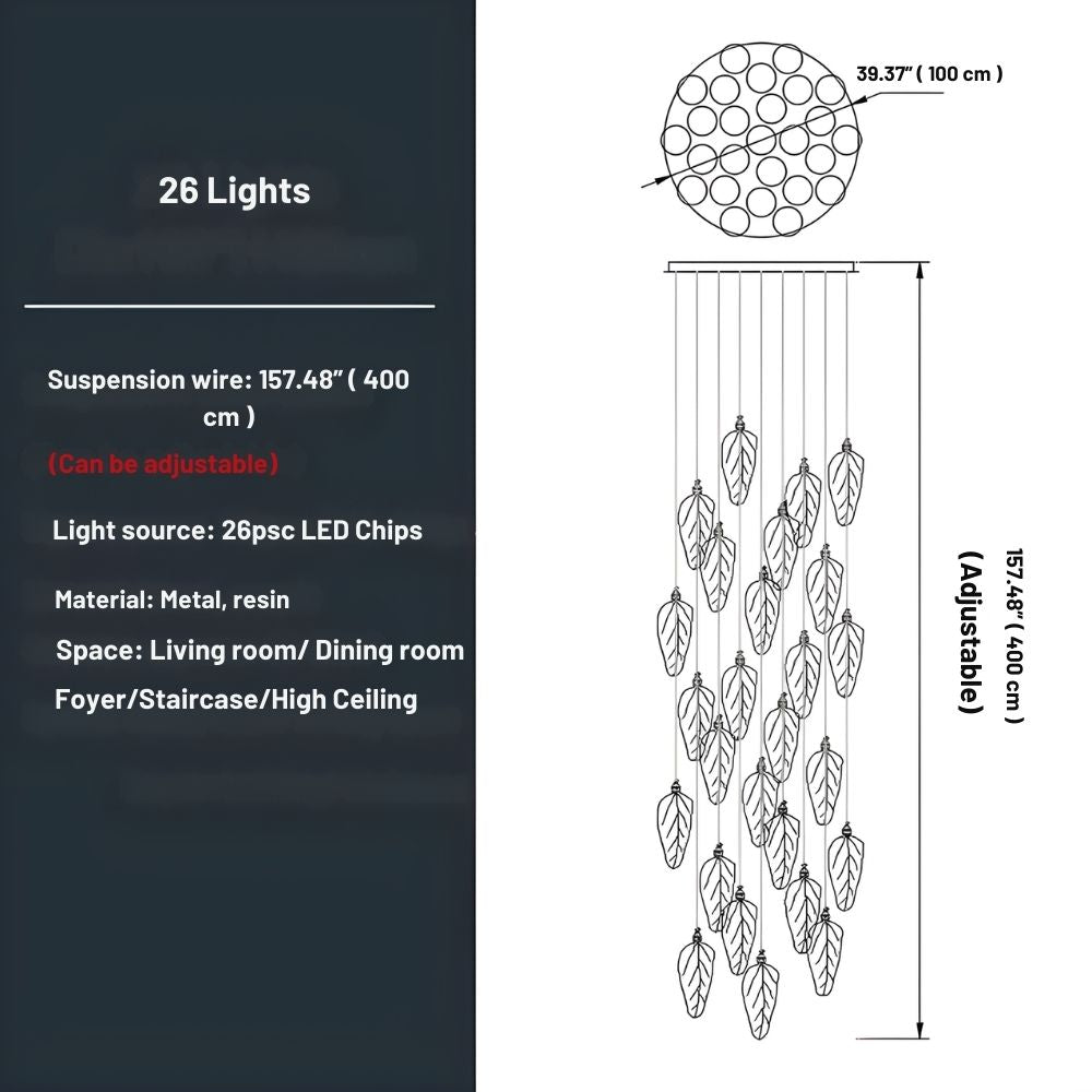Modern Leaves Design High Ceiling Foyer Chandelier