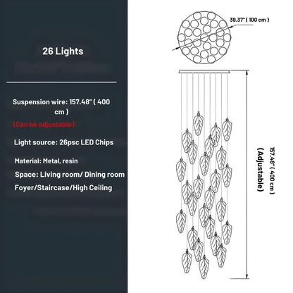 Modern Leaves Design High Ceiling Foyer Chandelier